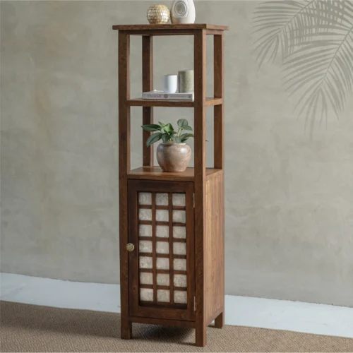 Adela open shelf capiz cabinet