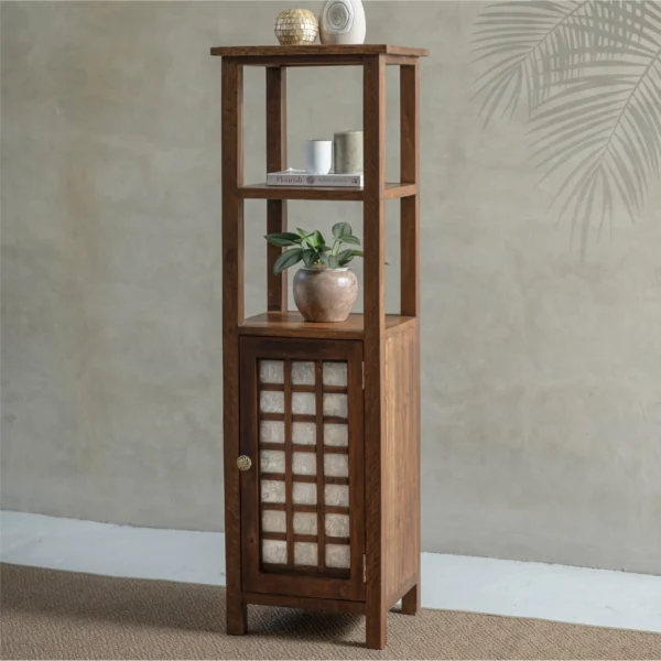 Adela open shelf capiz cabinet
