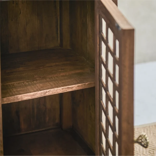 Adela open shelf capiz cabinet