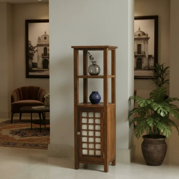 Adela open shelf capiz cabinet