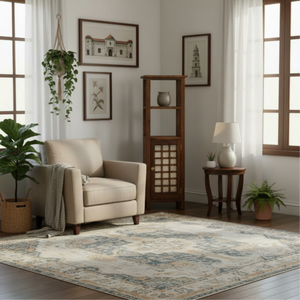 Adela open shelf capiz cabinet