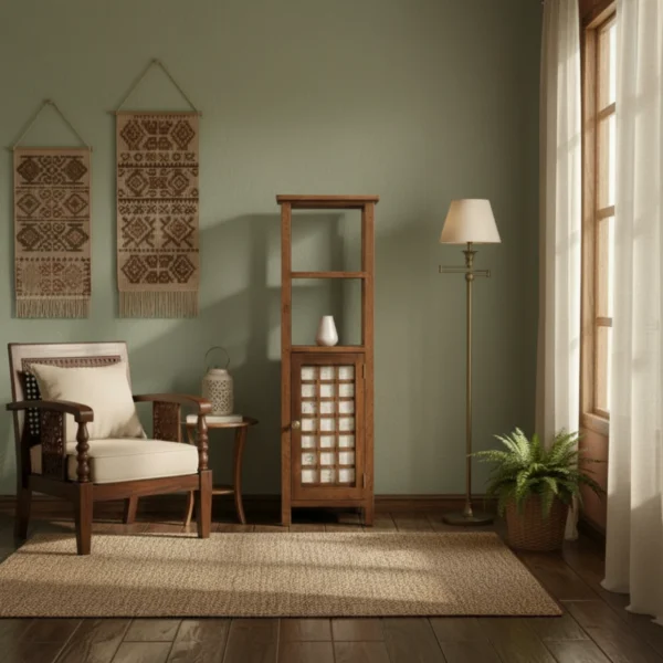 Adela open shelf capiz cabinet